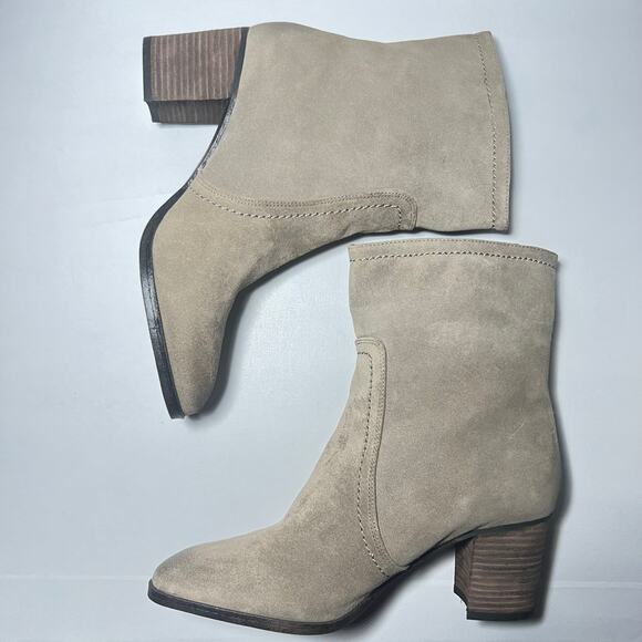 Nine West Zip Boots NW Seastars Boho Taupe Gray Leather New in Box Size 9.5 - Picture 3 of 14